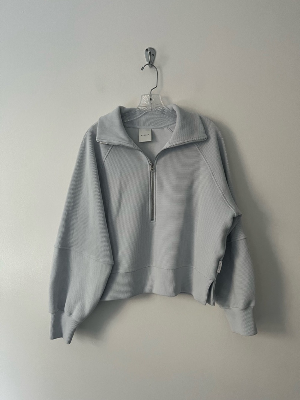 Varley Milano Half Zip Sweat Pullover Sweatshirt Ottoman Light Blue Large